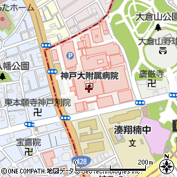 神戸大学医学部附属病院周辺の地図