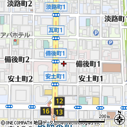 大阪府大阪市中央区備後町1丁目周辺の地図