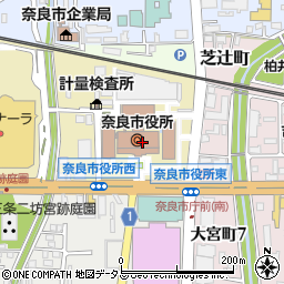 ニューヤマザキデイリーストア奈良市役所店周辺の地図