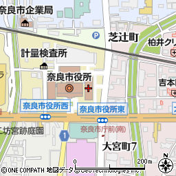 奈良市役所内郵便局周辺の地図