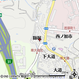 兵庫県神戸市須磨区車（獅堀）周辺の地図
