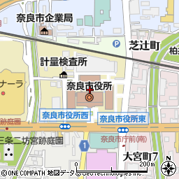 奈良市役所　秘書広報課・秘書関係周辺の地図