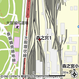 大阪府大阪市城東区森之宮1丁目周辺の地図