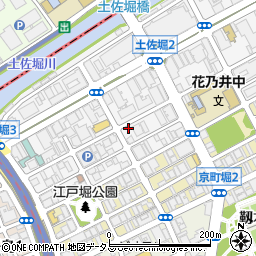 タイムズ江戸堀第７駐車場周辺の地図