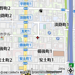 〒541-0048 大阪府大阪市中央区瓦町の地図