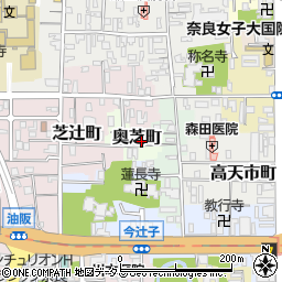 奈良県奈良市奥芝町周辺の地図