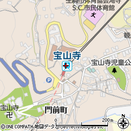 宝山寺駅周辺の地図