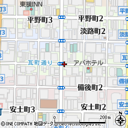 大阪府大阪市中央区瓦町周辺の地図