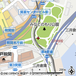 震災復興記念公園（みなとのもり公園）トイレ周辺の地図