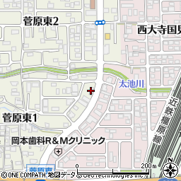 奈良ヤクルト販売西大寺センター周辺の地図