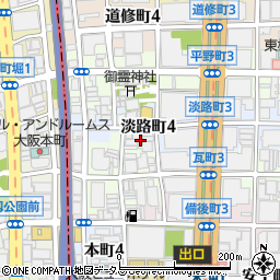 大阪府大阪市中央区淡路町4丁目3周辺の地図