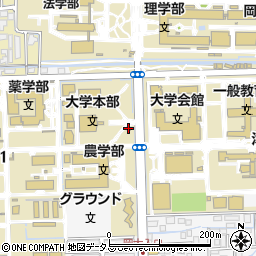 岡山大学情報展示室周辺の地図