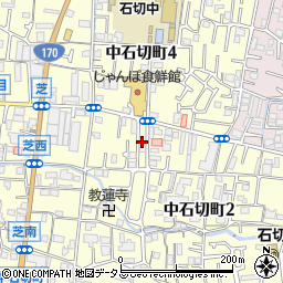 東大阪中石切郵便局周辺の地図