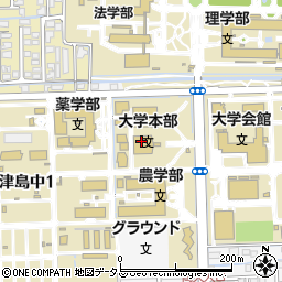 岡山大学　創立５０周年記念館周辺の地図