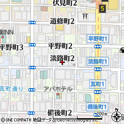 大阪府大阪市中央区淡路町2丁目周辺の地図