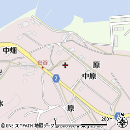 愛知県田原市白谷町（原）周辺の地図