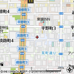 大阪府大阪市中央区淡路町3丁目4-13周辺の地図