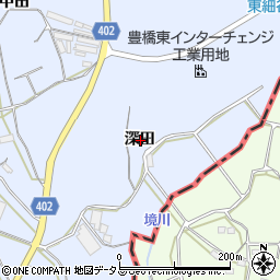 愛知県豊橋市東細谷町深田周辺の地図