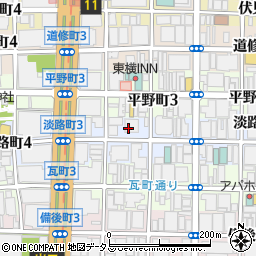 大阪府大阪市中央区淡路町3丁目4周辺の地図