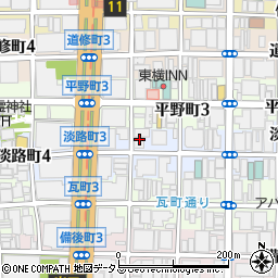 大阪府大阪市中央区淡路町3丁目4-14周辺の地図