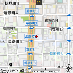 大阪府大阪市中央区淡路町3丁目5-13周辺の地図