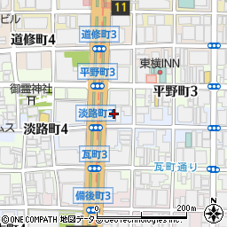 大阪府大阪市中央区淡路町3丁目5-13周辺の地図