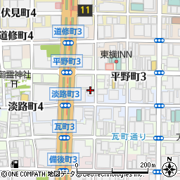 大阪府大阪市中央区淡路町3丁目5-1周辺の地図