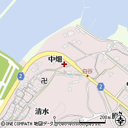 愛知県田原市白谷町中畑周辺の地図
