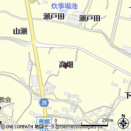 愛知県田原市吉胡町（高畑）周辺の地図