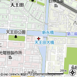 大阪府平野川分水路排水機場周辺の地図