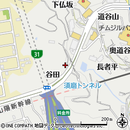 兵庫県神戸市須磨区車（谷田）周辺の地図