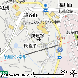 兵庫県神戸市須磨区車奥道谷周辺の地図