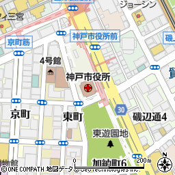 神戸市役所内郵便局周辺の地図