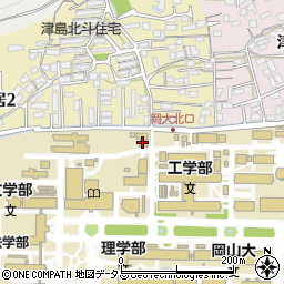 岡山大学事務局　異分野融合先端研究コア周辺の地図