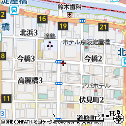 大阪府大阪市中央区今橋周辺の地図