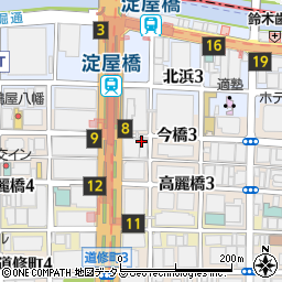 大阪府大阪市中央区今橋3丁目周辺の地図