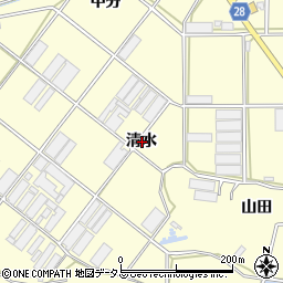 愛知県田原市吉胡町清水周辺の地図