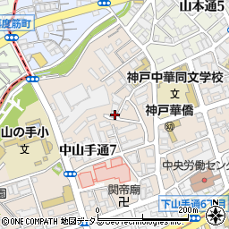 兵庫県神戸市中央区中山手通周辺の地図