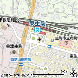 ファミリーマート近鉄東生駒駅前店周辺の地図