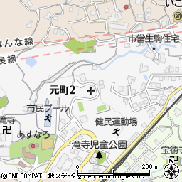 奈良県生駒市元町周辺の地図