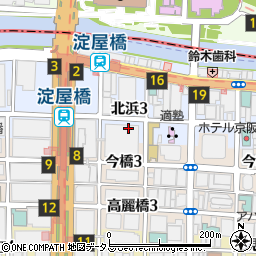 大阪淀屋橋郵便局周辺の地図