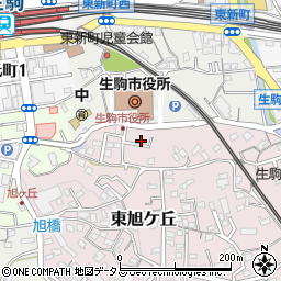 生駒市役所前駐車場周辺の地図