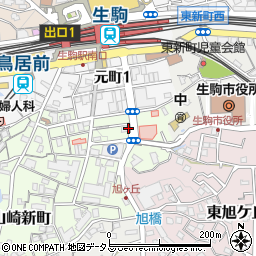 セレパーク生駒駅前駐車場周辺の地図