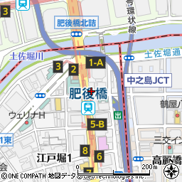 松屋肥後橋店周辺の地図