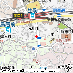 リパーク生駒駅前駐車場周辺の地図