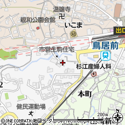 生駒市公営住宅元町団地Ｄ棟周辺の地図