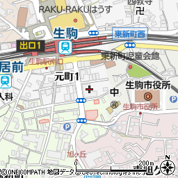 生駒市ふるさとハローワーク周辺の地図