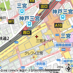 兵庫県神戸市中央区三宮町1丁目8周辺の地図