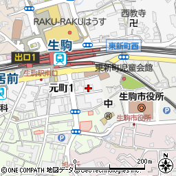 ダイヤパーク生駒駅前駐車場周辺の地図