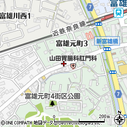 富雄元町3・4丁目周辺の地図